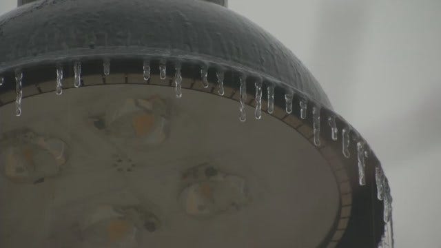 WEB EXTRA: Rain Falls, Ice Forms In Downtown Tulsa