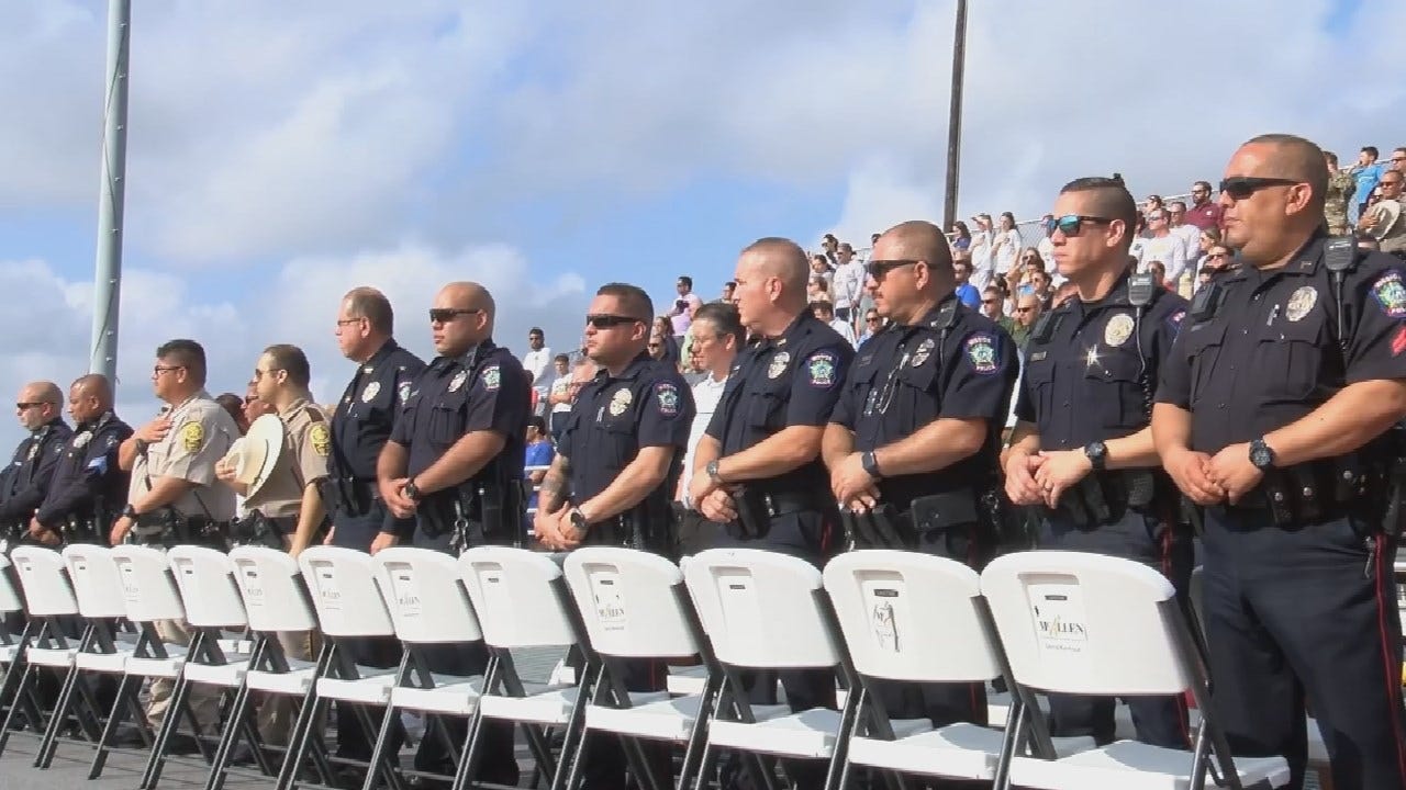 Police Officers Fill Stands At Football Game To Cheer On Fallen Colleague's Son