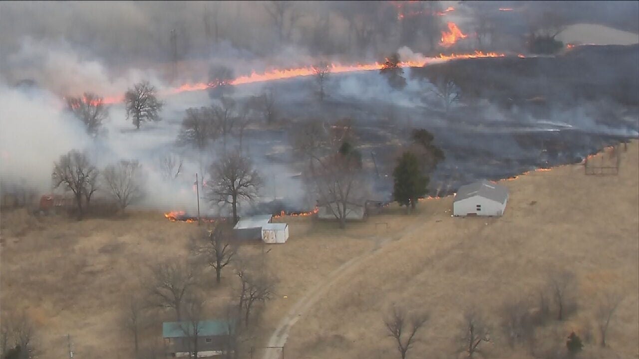 Large Creek County Brush Fire Threatens Structures