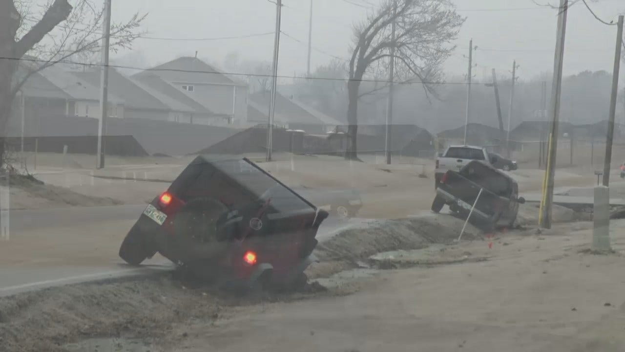 WATCH: Several Cars End Up Roadside During Winter Weather