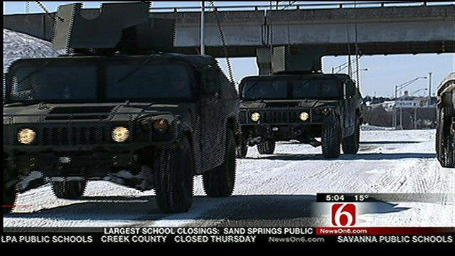 Oklahoma National Guard Rescuing Stranded Drivers