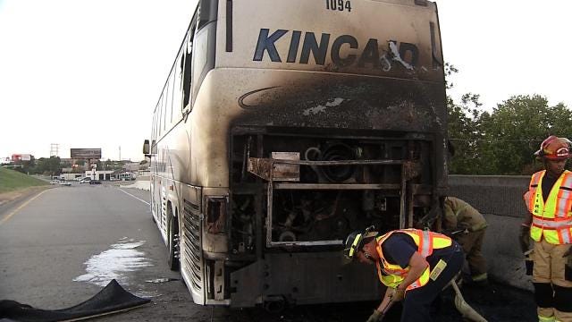 WEB EXTRA: Video From Scene Of Charter Bus Fire On The Broken Arrow Expressway