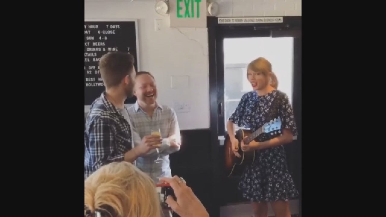 Taylor Swift Drops By To Perform At Couple's Engagement Party