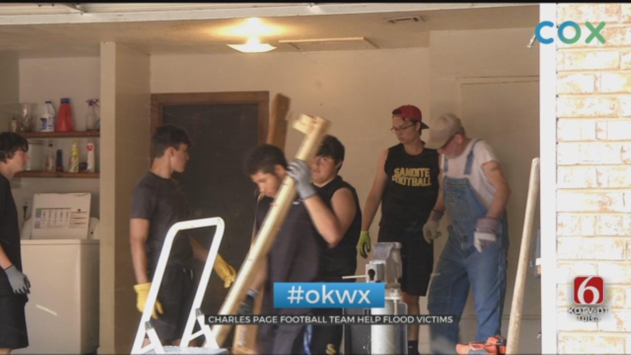 Charles Page Football Team Helping Flood Victims In Sand Springs