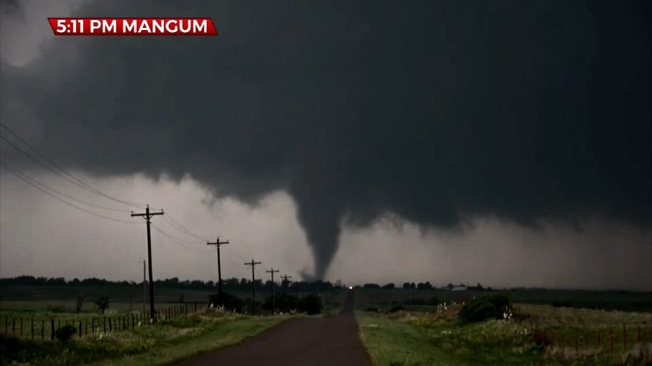 CAUGHT ON CAMERA: A Large Funnel Drops Down Near Mangum