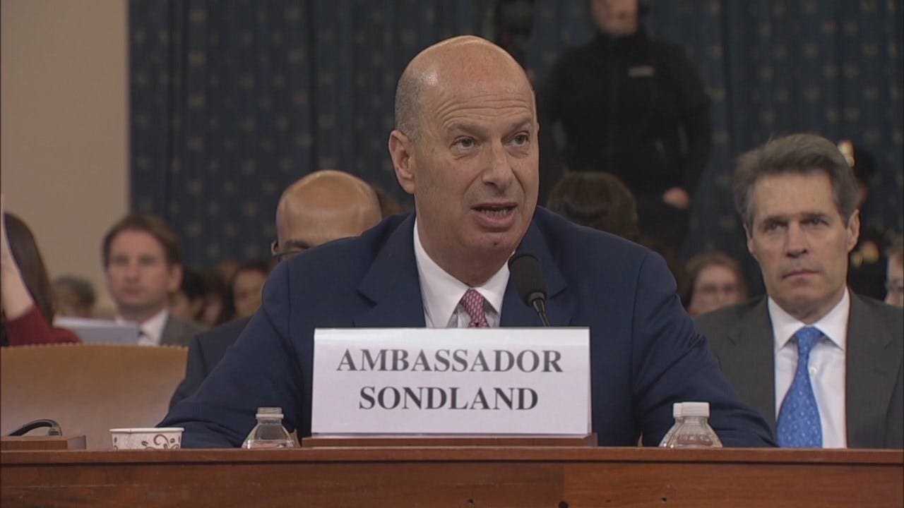 WATCH: Ambassador Sondland Says There Was A Quid Pro Quo