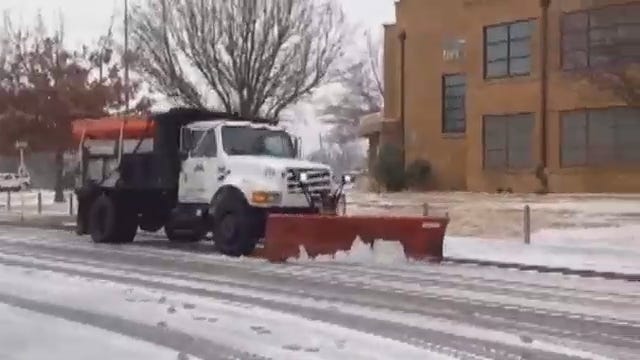 WEB EXTRA: Tulsa Schools Snow Plow Clearing The Road