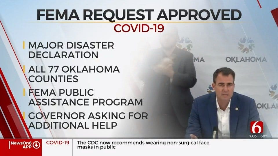 President Trump Approves Disaster Declaration For Oklahoma As Coronavirus Cases Climb