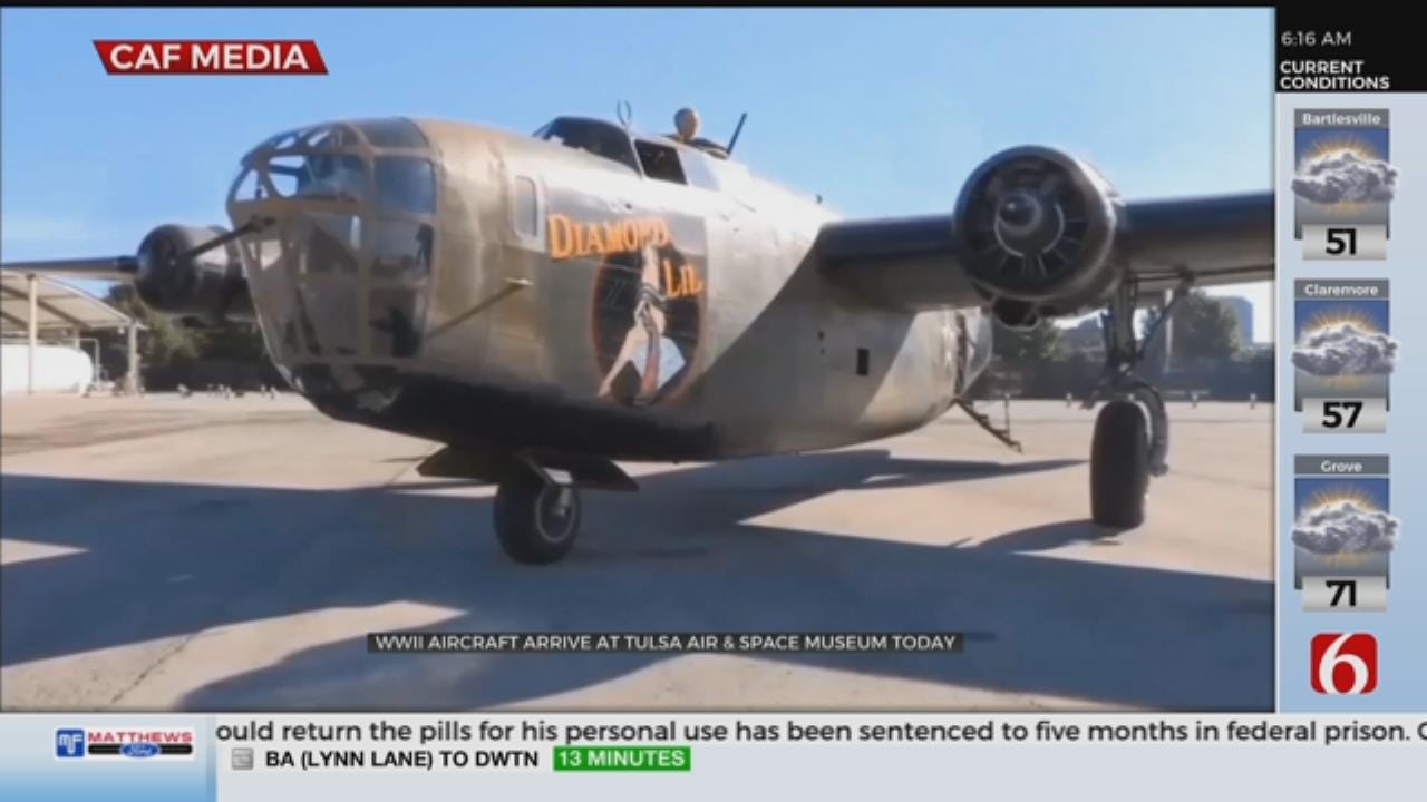 B-24 Bomber Plane Is Landing In Tulsa, Visiting Tulsa Air And Space Museum