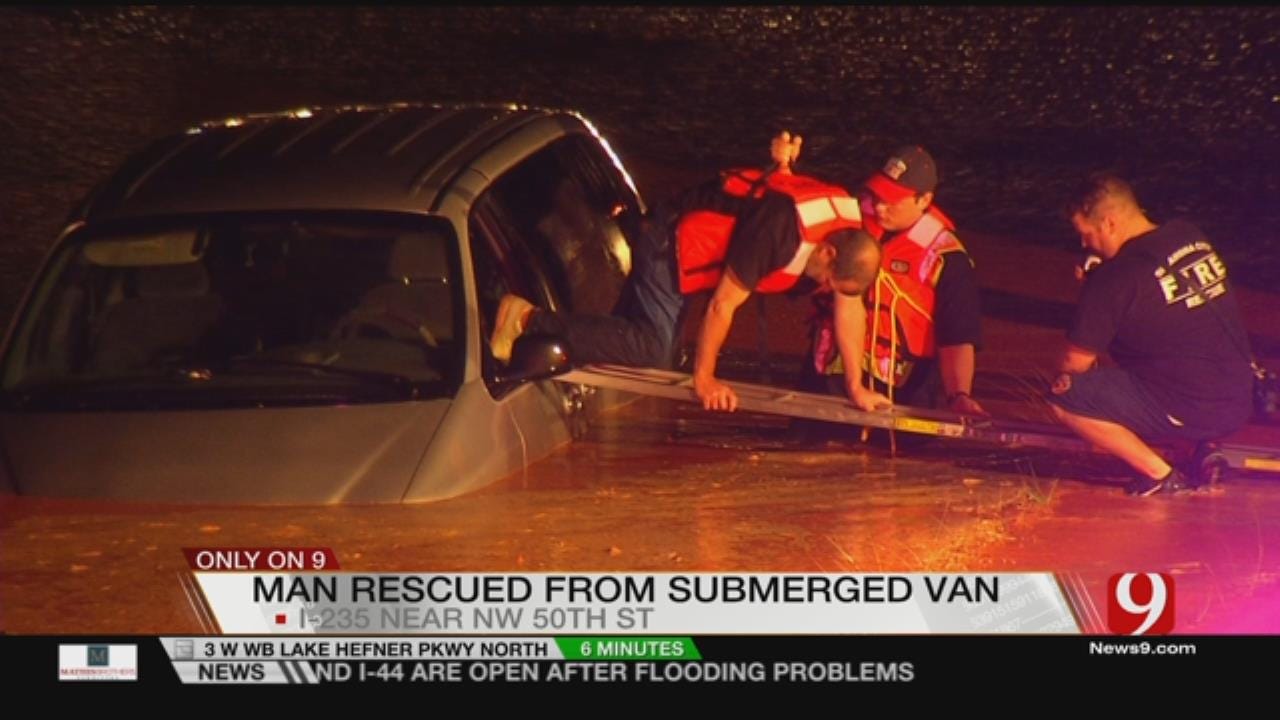Driver Rescued From Flood