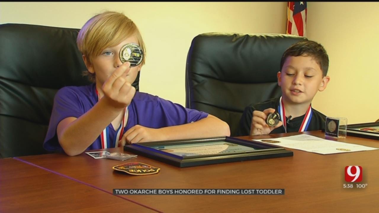 Two Okarche Boys Honored For Keeping Toddler Safe