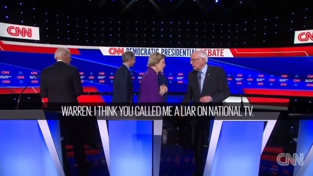 CNN Releases Audio Of Awkward Confrontation Between Warren, Sanders At Debate