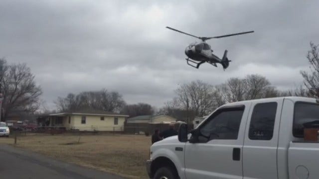 WEB EXTRA: Life Flight Helicopter Lands At Catoosa House Fire
