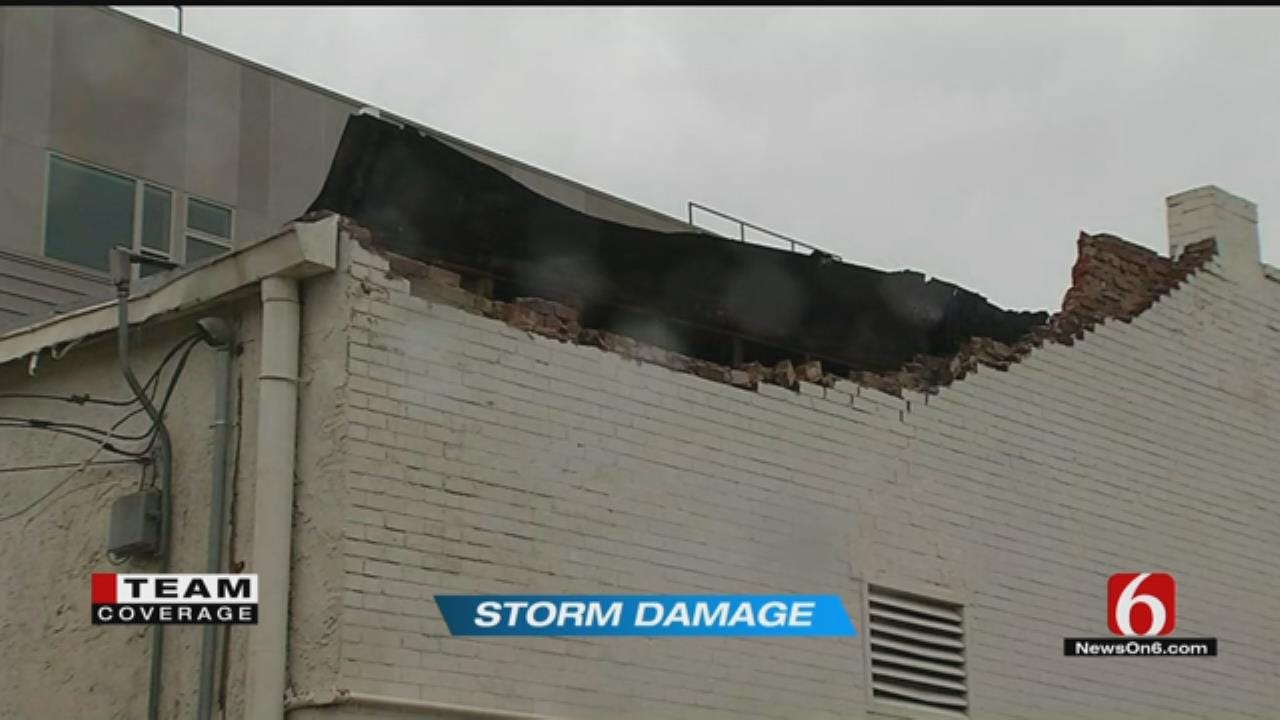 Strong Winds Blow Off Parts Of Brick Roof Of BA Building