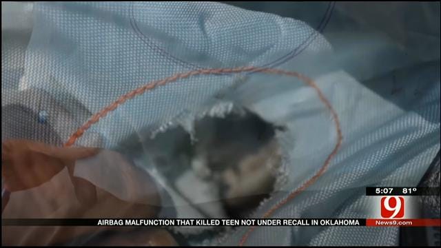 Airbag Malfunction That Killed OK Teen Not Under Recall In State