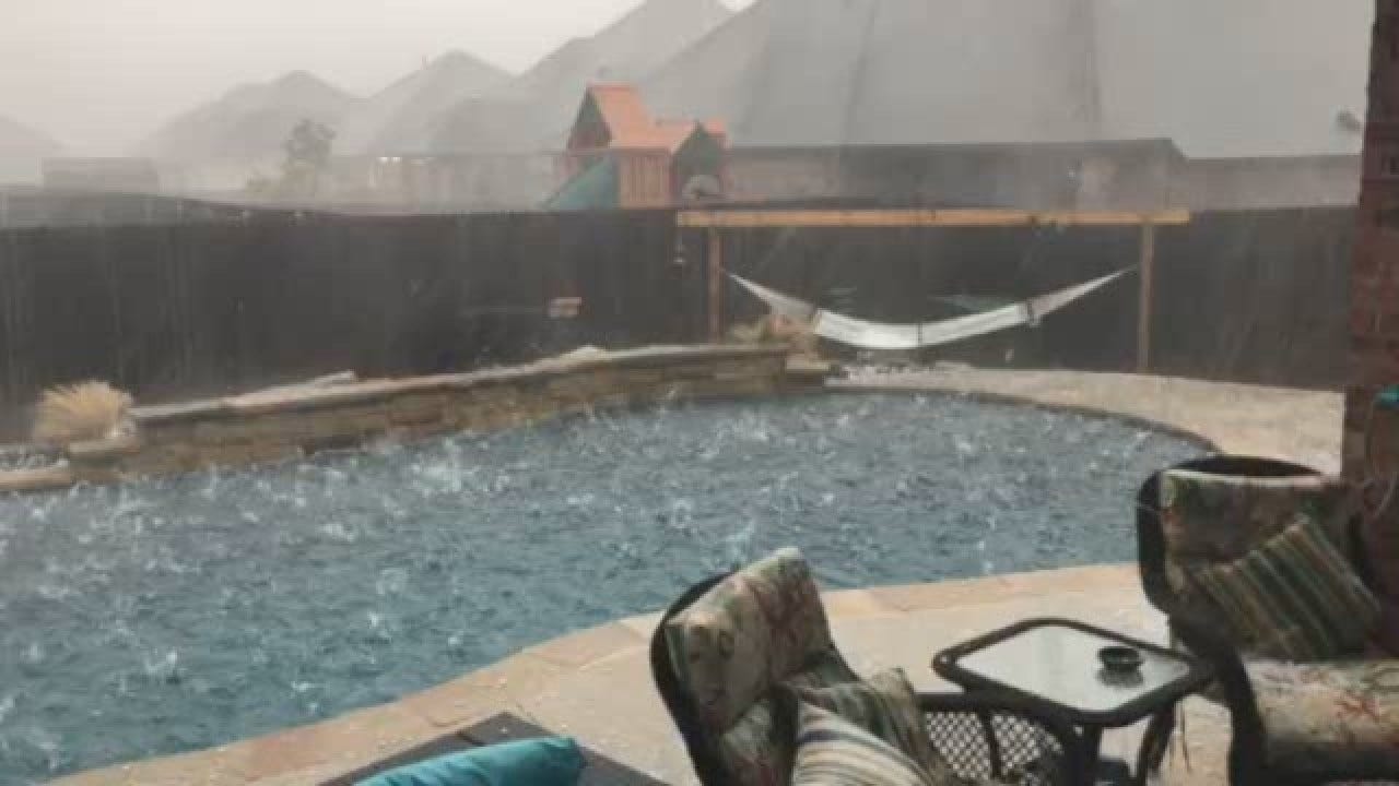 WATCH: Hail Storm Wallops Swimming Pool In Edmond, Okla.