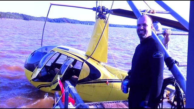 Salvage Crew Removes Crashed Helicopter From Keystone Lake