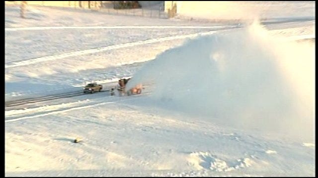 SkyNews 6: Snow Plow Clearing A Runway At Tulsa International Airport