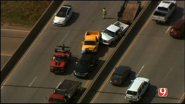 WEB EXTRA: Bob Mills SkyNews9 HD Flies Over Accident On I-235 At I-44