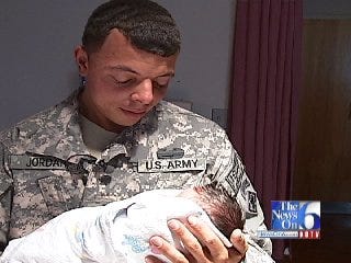 Oklahoma Soldier Back On The Homefront Surprises Wife, Meets Newborn Son