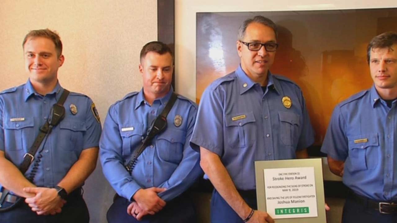 OKC Firefighters Recognized For Saving One Of Their Own