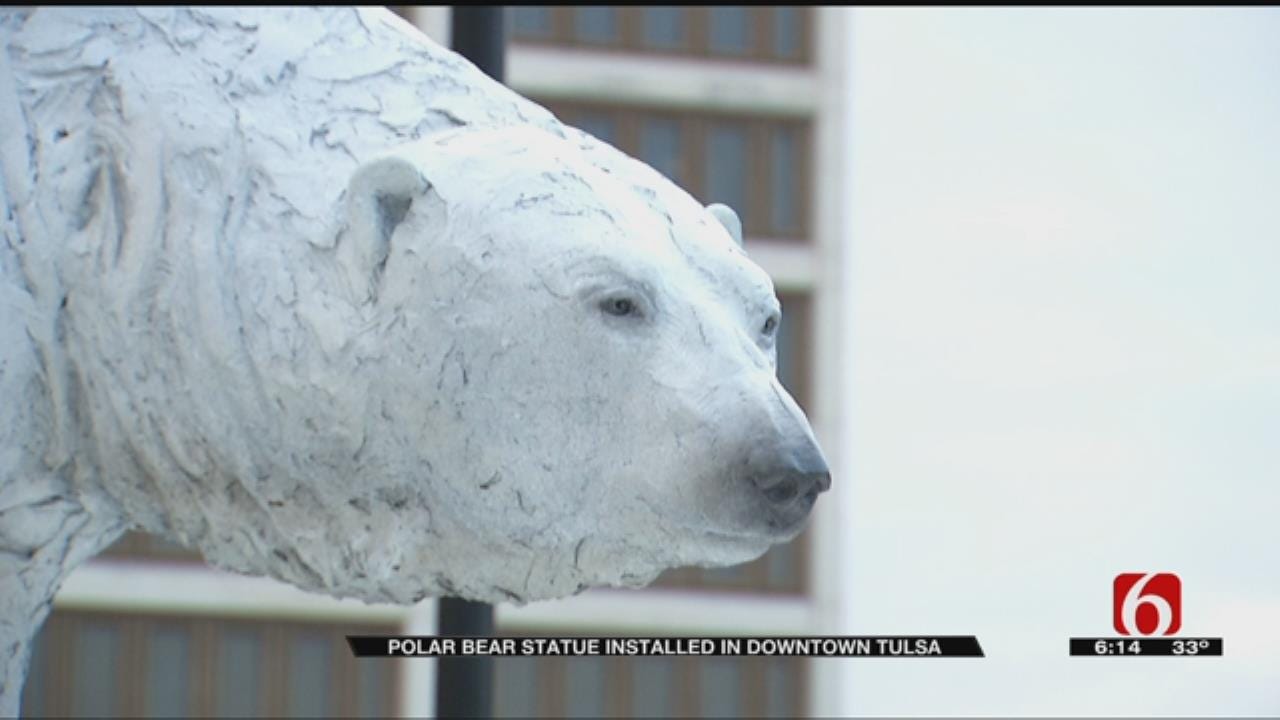 Non-Profit Installs Polar Bear Statue In Front Tulsa Of County Courthouse