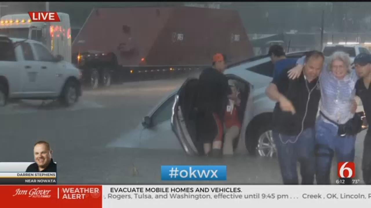 WATCH: Storm Tracker Darren Stephens Helps Rescue Woman In Nowata
