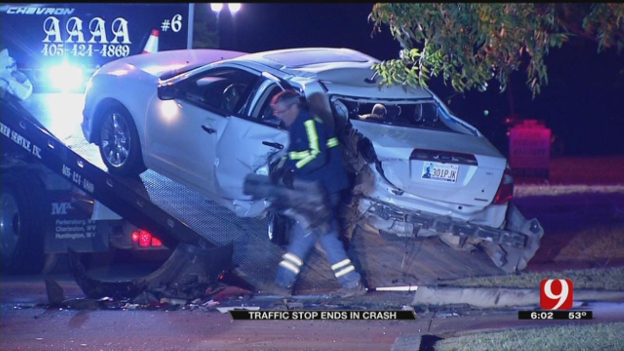 Traffic Stop Ends In Crash In NW OKC