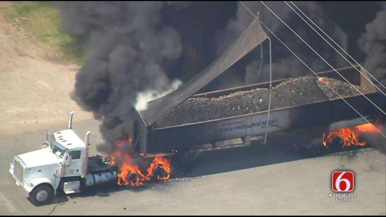 WEB EXTRA: Osage SkyNews 6 HD Over Truck Fire In Catoosa