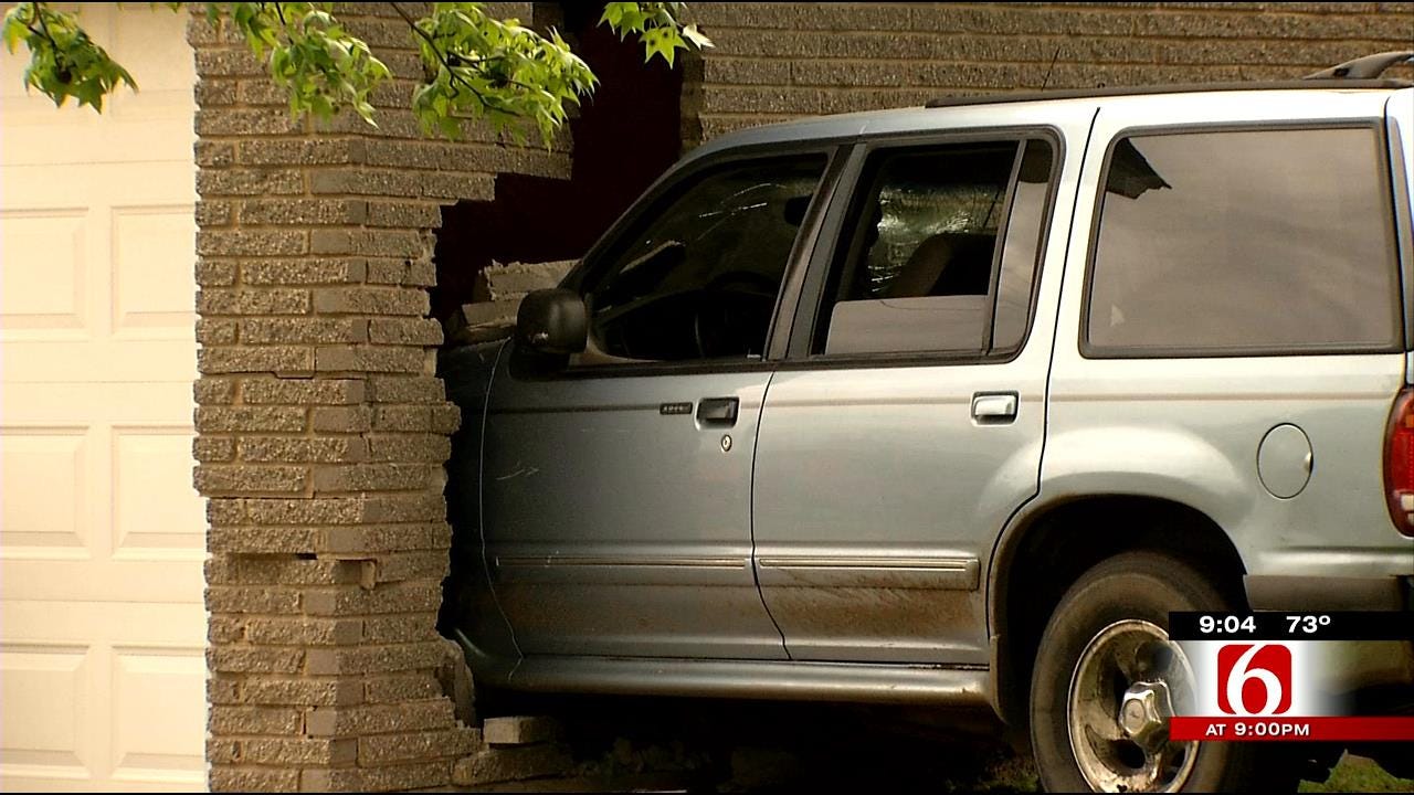 Driver Loses Control In East Tulsa Neighborhood, Slams Into House