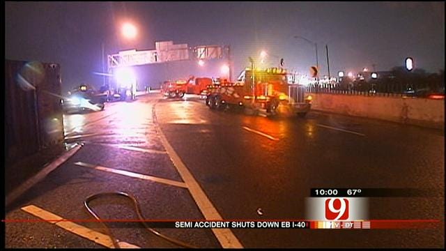 Semi Wreck Closes All Eastbound Lanes Of I-40 At Air Depot