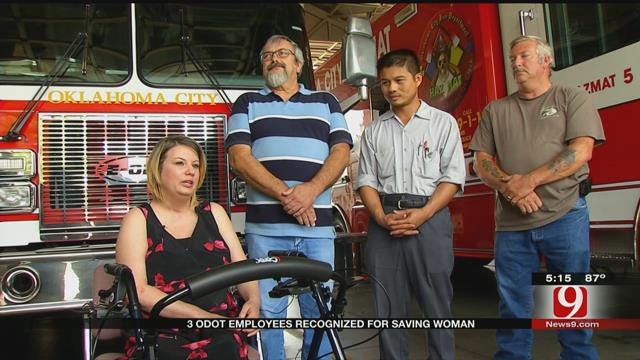 OKC Fire Honors 3 Men For Saving Woman's Life