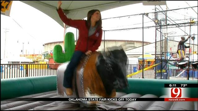 News 9's Lacey Swope Ziplines, Rides Mechanical Bull At OK State Fair