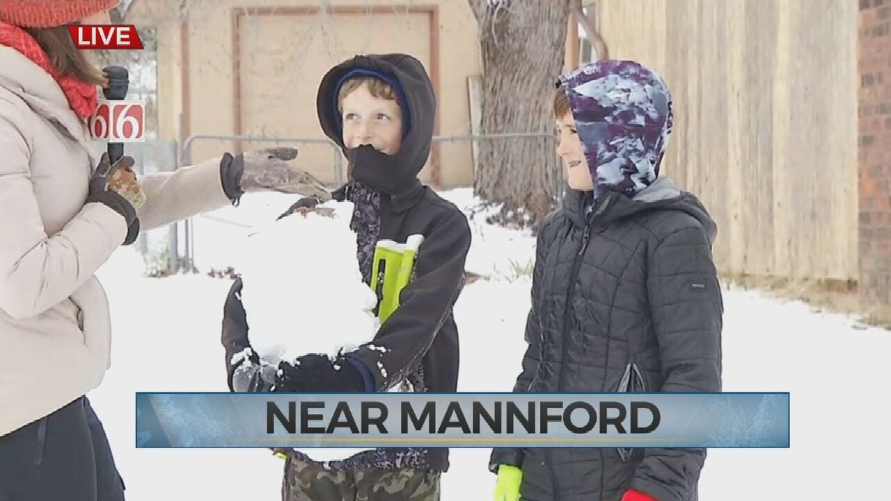 WATCH: Kids Loving Snowy Weather In Mannford