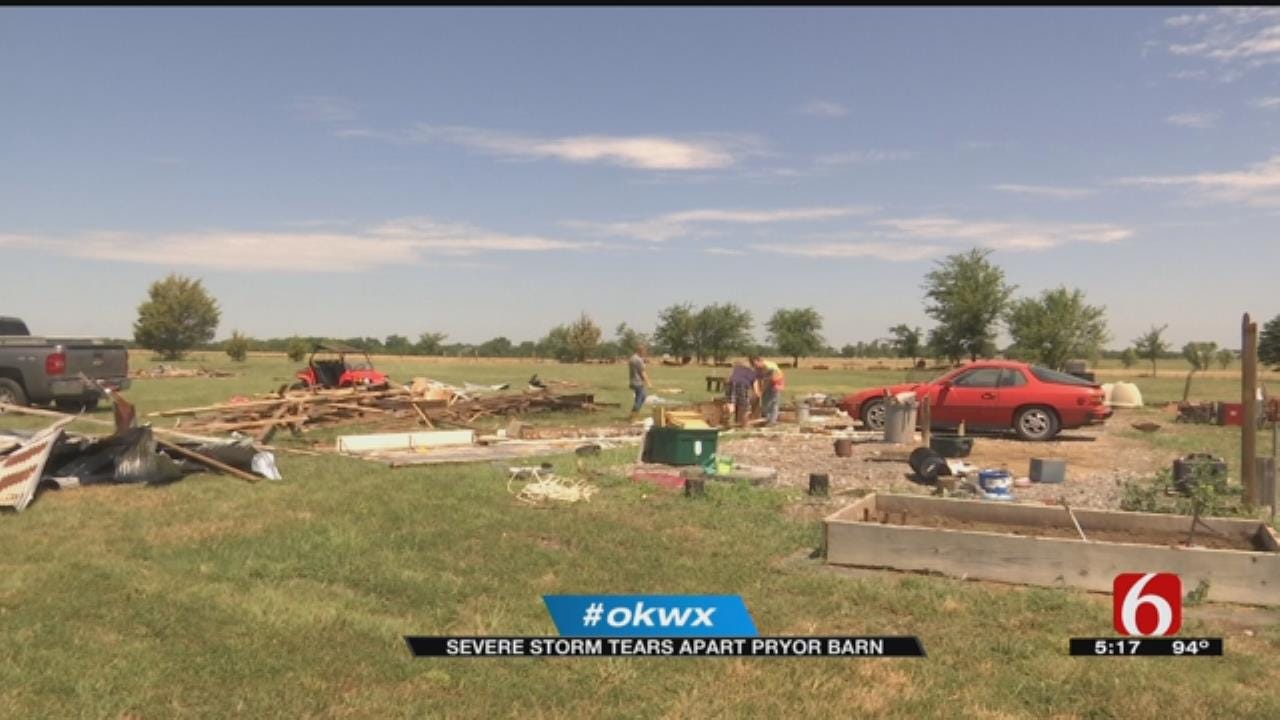 Pryor Family Barn Ripped Apart During Severe Storms