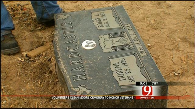Volunteers Clean Up Moore Veterans' Cemetery Damaged By Tornado