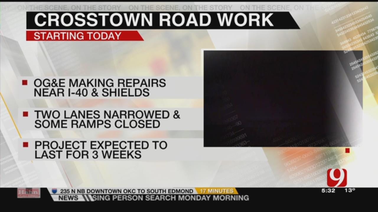 Traffic Delays Expected As OG&E Crews Make Repairs Along I-40