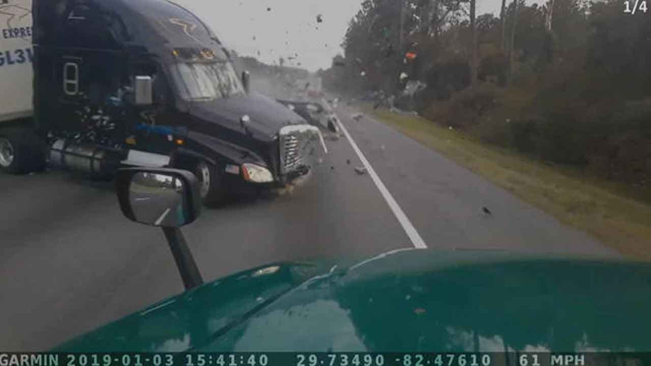 WATCH: Jarring New Video Shows The Moment A Semi-Truck Plowed Into Van, Killing 7