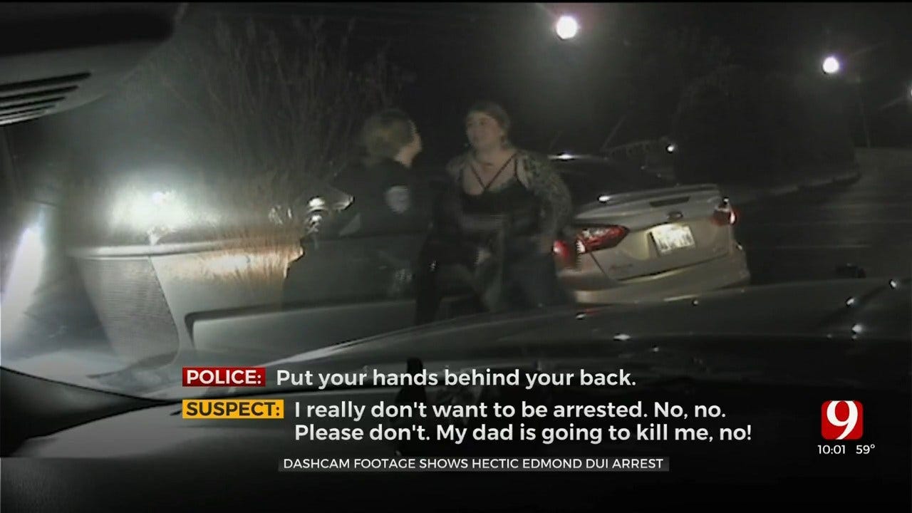 WATCH: Dashcam Video Shows Woman Scuffling With Officer During DUI Arrest In Edmond
