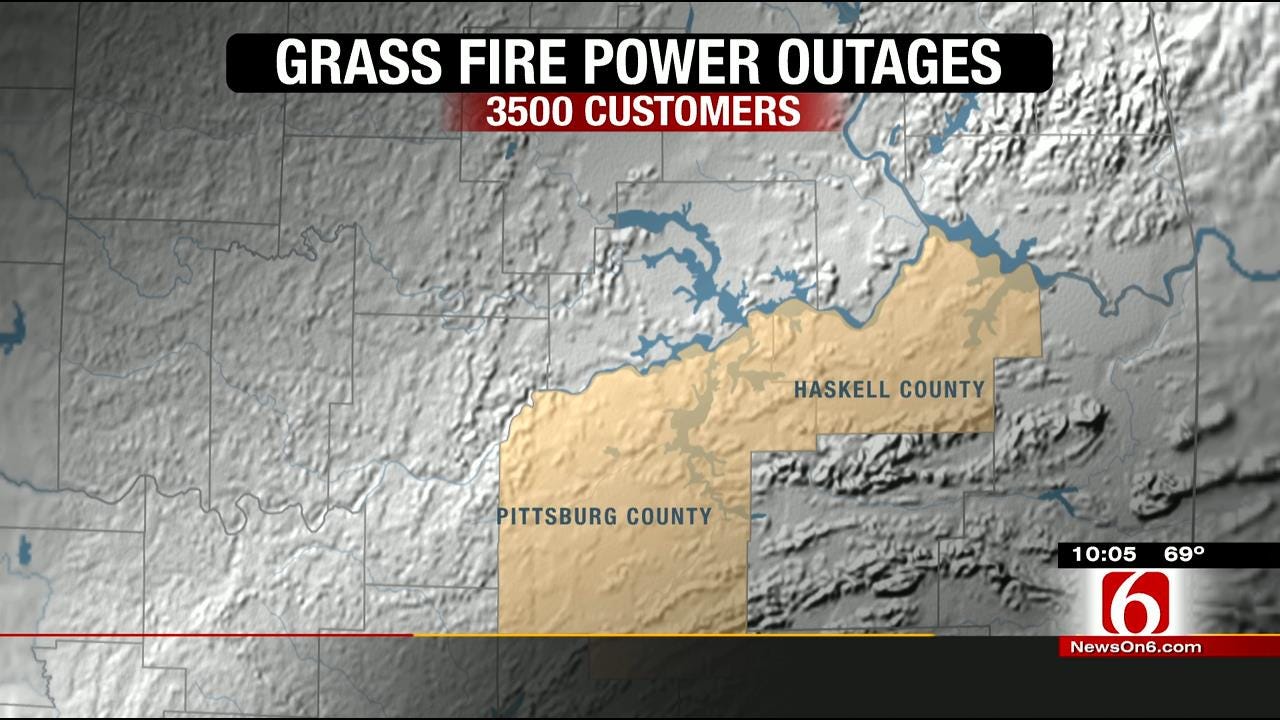Southeastern Oklahoma Grass Fire Affects Power Lines
