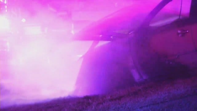 WEB EXTRA: Tulsa Car Crash, Fire On Tisdale