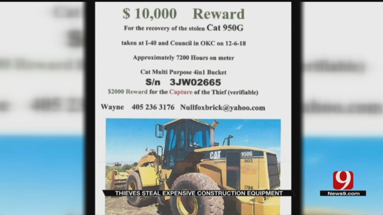 Man Offering $10K Reward After Construction Equipment Stolen From Jobsite In S. OKC