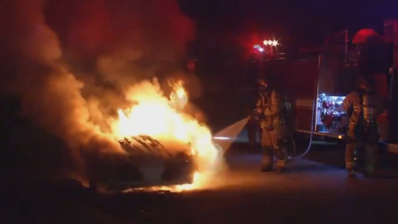 WEB EXTRA: Video Of Tulsa Car Fire