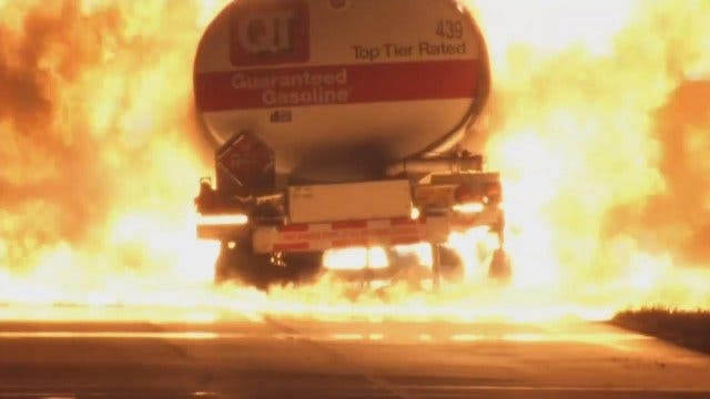 OHP: Overheated Brakes Believed Started Tulsa County Fuel Truck Fire