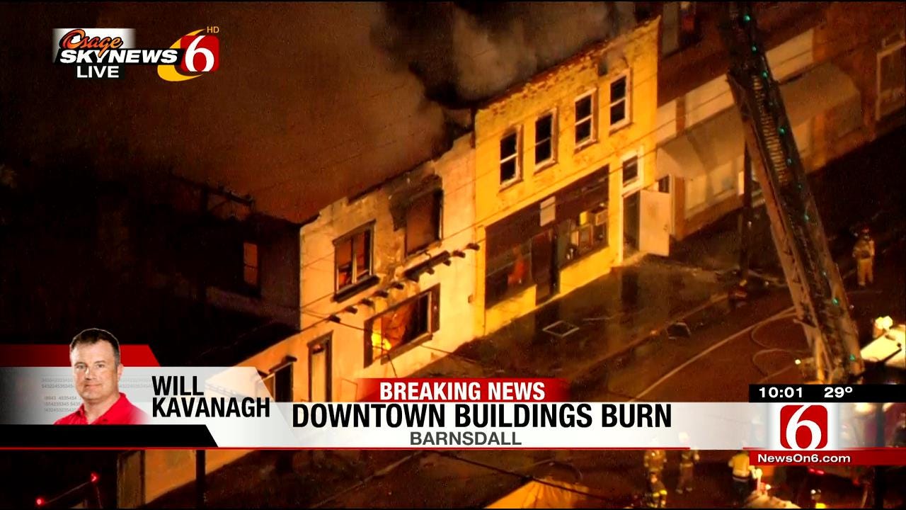 Fire Burns Buildings In Downtown Barnsdall