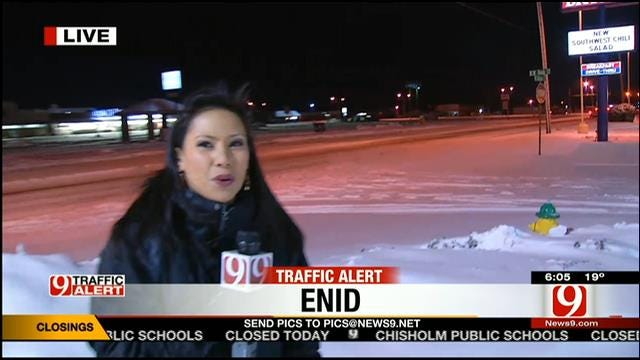 News 9's Rachel Calderon Reports On Winter Weather In Enid