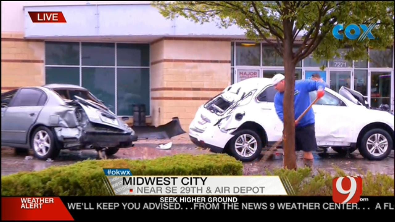 Cars Flipped From Tornado In Midwest City