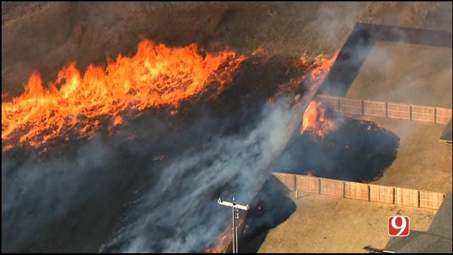 WEB EXTRA: Grass Fire Burns Near Homes In NW OKC