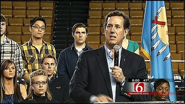 GOP Presidential Candidate Rick Santorum Campaigns In Tulsa