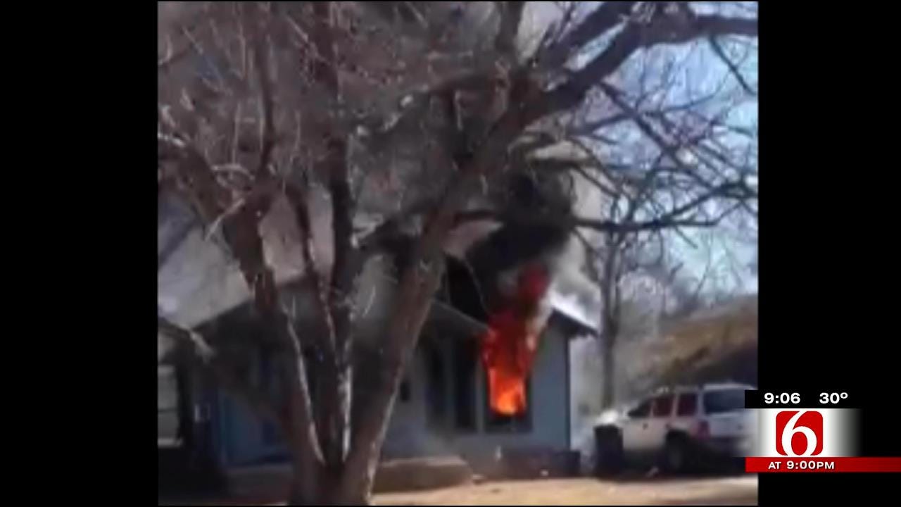 WEB EXTRA: West Tulsa House Fire Caught On Video